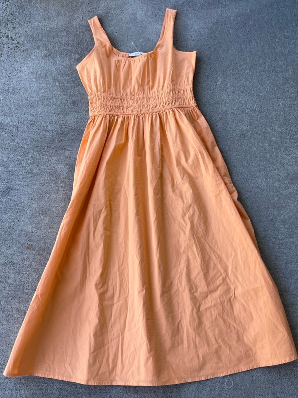 Loft smocked tank midi dress tangerine orange NWOT - Picture 5 of 7